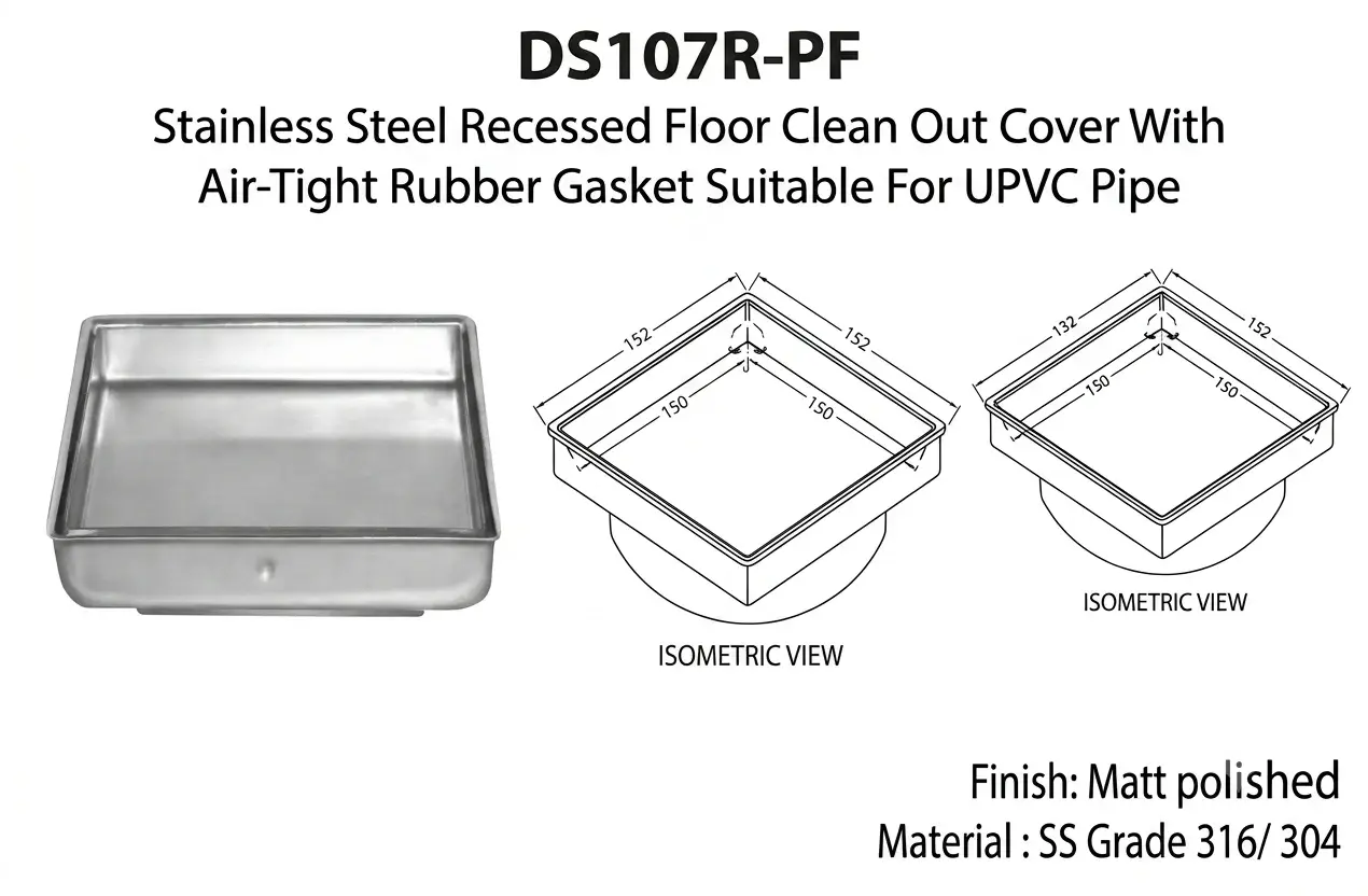 SS Recessed Floor Clean Out Cover with Gasket